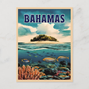 Vintage Travel Bahamas Unterwasser Retro Landschaf Postkarte