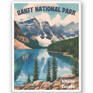 Vintage Travel Banff Nationalpark Retro Grafik Aufkleber