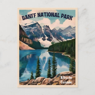 Vintage Travel Banff Nationalpark Retro Grafik Postkarte