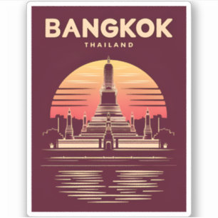 Vintage Travel Bangkok Thailand Retro Graphic Aufkleber