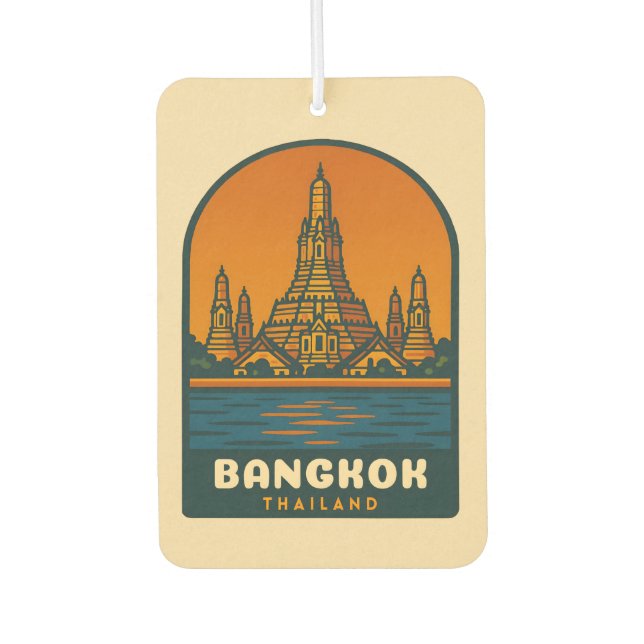 Vintage Travel Bangkok Thailand Retro Graphic Autolufterfrischer (Vorderseite)