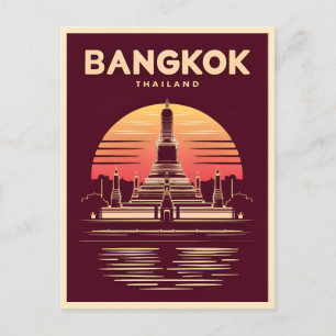 Vintage Travel Bangkok Thailand Retro Graphic Postkarte