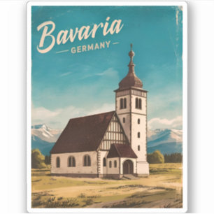 Vintage Travel Bayern Deutschland Retro Landschaft Aufkleber