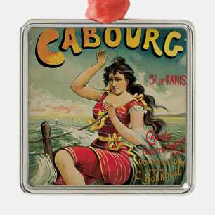 Vintage Travel, Beach Resort, Cabourg Frankreich Silbernes Ornament