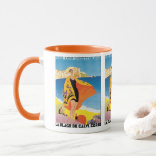 Vintage Travel, Beach Vacation in Calvi, Korsika Tasse