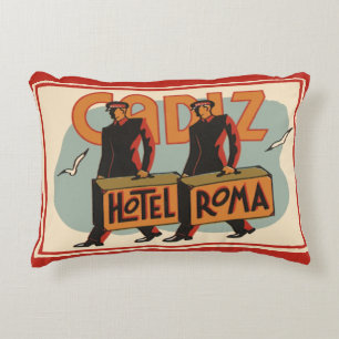 Vintage Travel Bellhops Hotel Roma, Cadiz, Spanien Dekokissen
