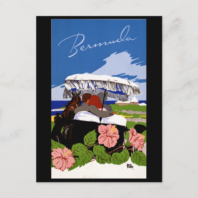 Vintage Travel Bermuda 1940er Postkarte (Vorderseite)