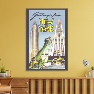 Vintage Travel, berühmte New Yorker Sehenswürdigke Leinwanddruck