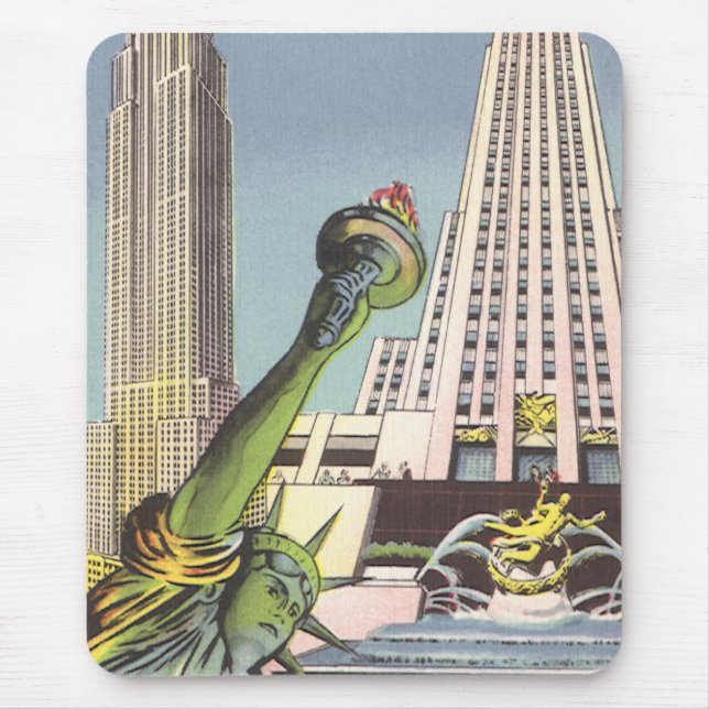 Vintage Travel, berühmte New Yorker Sehenswürdigke Mousepad (Vorne)