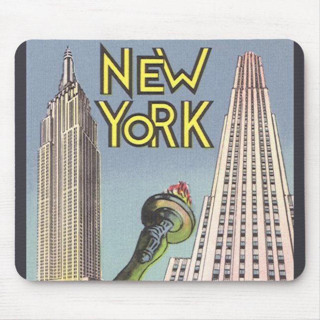 Vintage Travel, berühmte New Yorker Sehenswürdigke Mousepad (Vorne)