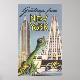 Vintage Travel, berühmte New Yorker Sehenswürdigke Poster