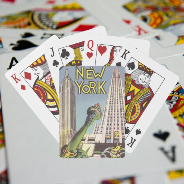 Vintage Travel, berühmte New Yorker Sehenswürdigke Spielkarten (Von Creator hochgeladen)