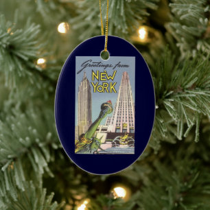 Vintage Travel, berühmte Wahrzeichen von New York  Keramikornament