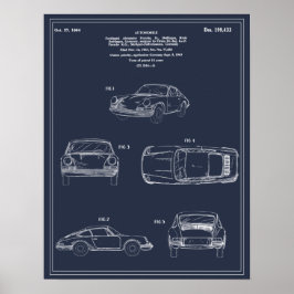 Vintage Travel Blueprint Art Sports Car Patent Poster