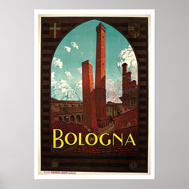 Vintage Travel Bologna Italien Poster (Vorne)