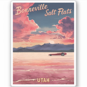 Vintage Travel Bonneville Salt Flats Utah Retro Aufkleber