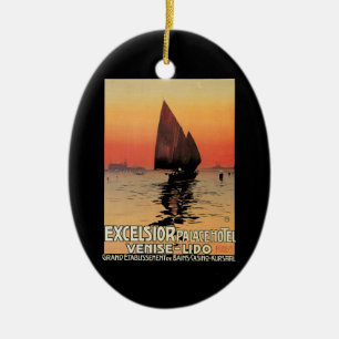 Vintage Travel, Boote im Excelsior Palace Venedig Keramik Ornament