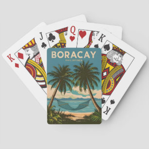 Vintage Travel Boracay Philippines Retro Landschaf Spielkarten