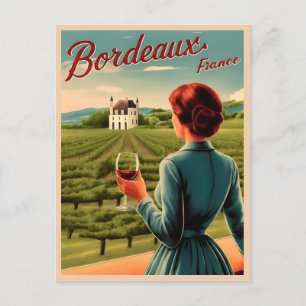 Vintage Travel Bordeaux Frankreich Retro Landschaf Postkarte