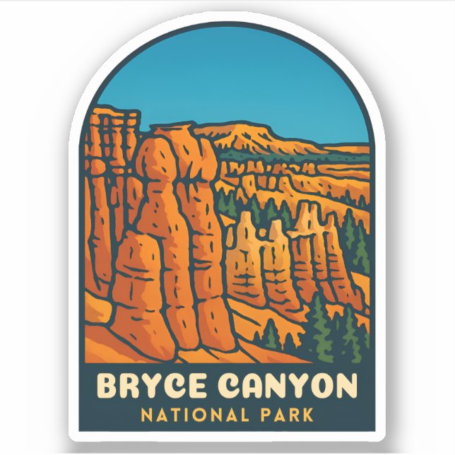 Vintage Travel Bryce Canyon National Park Retro Aufkleber (Vorderseite)