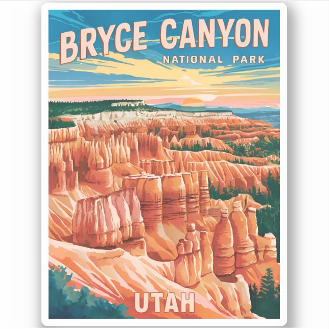 Vintage Travel Bryce Canyon Nationalpark Utah Aufkleber (Vorderseite)