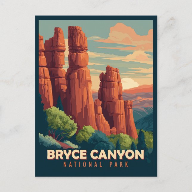 Vintage Travel Bryce Canyon Nationalpark Utah Postkarte (Vorderseite)