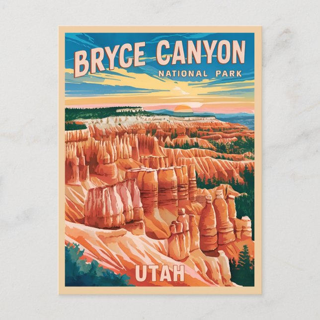 Vintage Travel Bryce Canyon Nationalpark Utah Postkarte (Vorderseite)