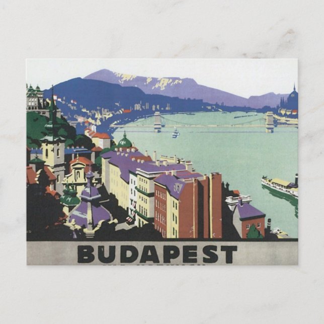 Vintage Travel Budapest Ungarn Postkarte (Vorderseite)