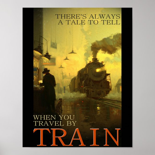Vintage Travel by Train Poster (Vorne)