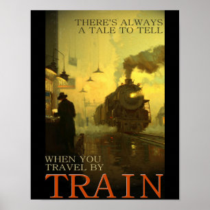 Vintage Travel By Train Poster