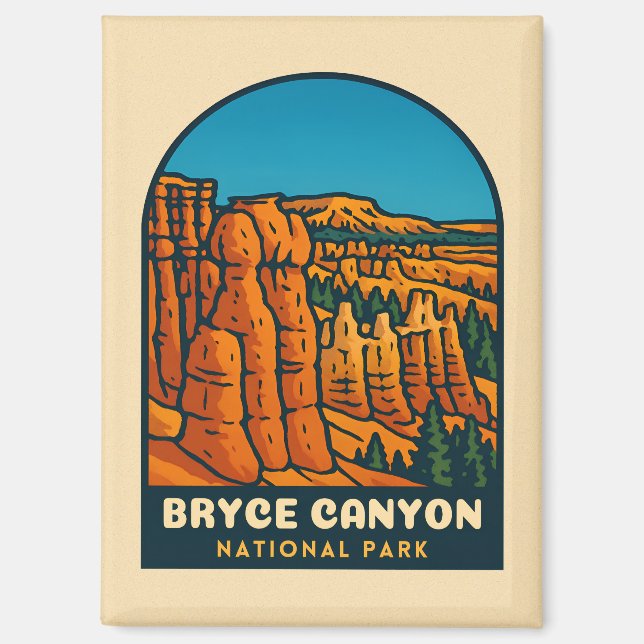 Vintage Travel Byce Canyon Nationalpark Retro Magnet (Vorderseite)