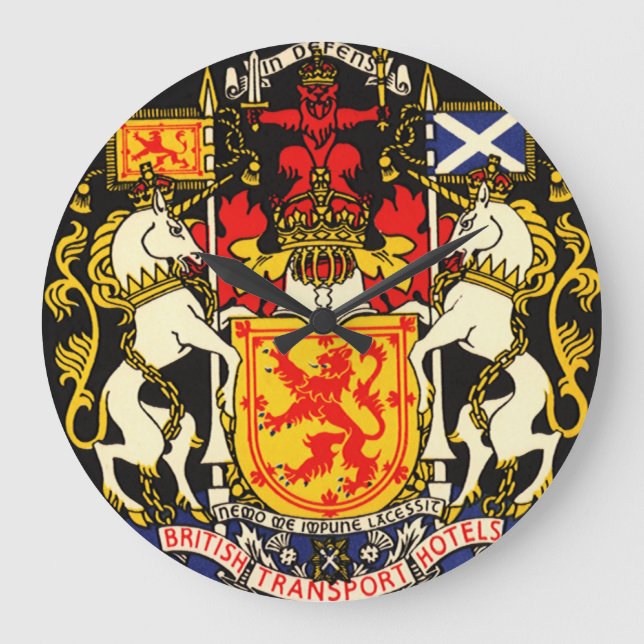 Vintage Travel Caledonian Hotel Edinburgh Schottla Große Wanduhr (Vorderseite)