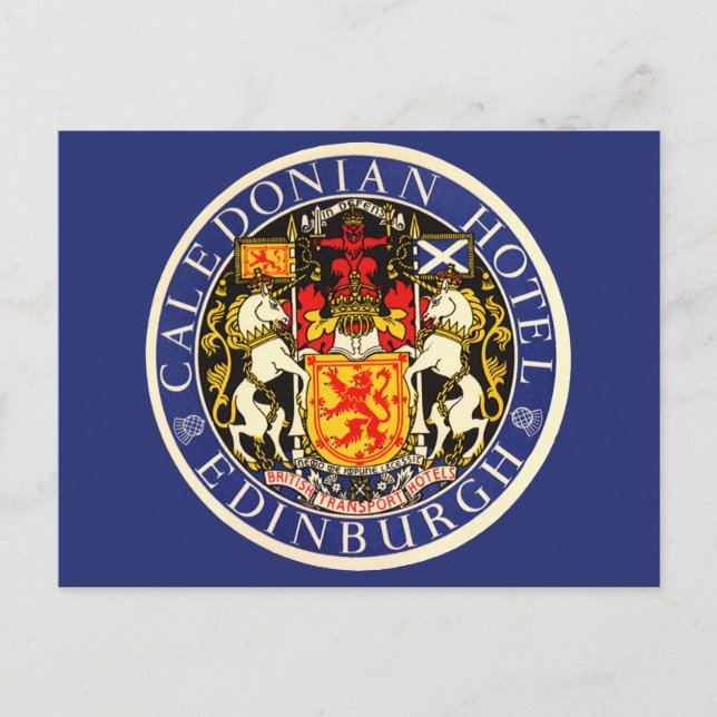 Vintage Travel Caledonian Hotel Edinburgh Schottla Postkarte (Vorderseite)