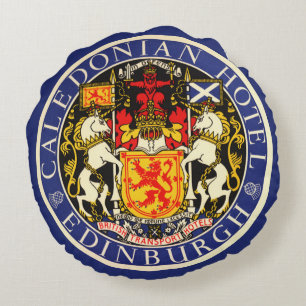 Vintage Travel Caledonian Hotel Edinburgh Schottla Rundes Kissen