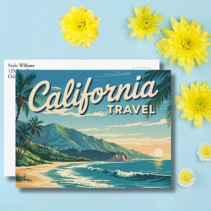 Vintage Travel California Strandpalme Geburtstag Postkarte