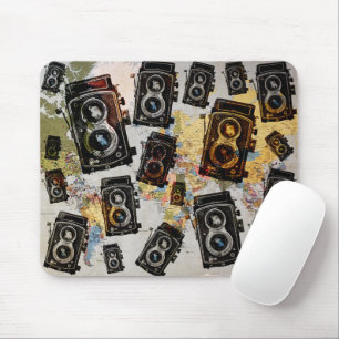 Vintage Travel Camera Muster Mousepad