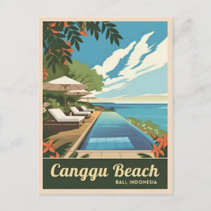 Vintage Travel Canggu Bali Indonesia Retro Landsch Postkarte