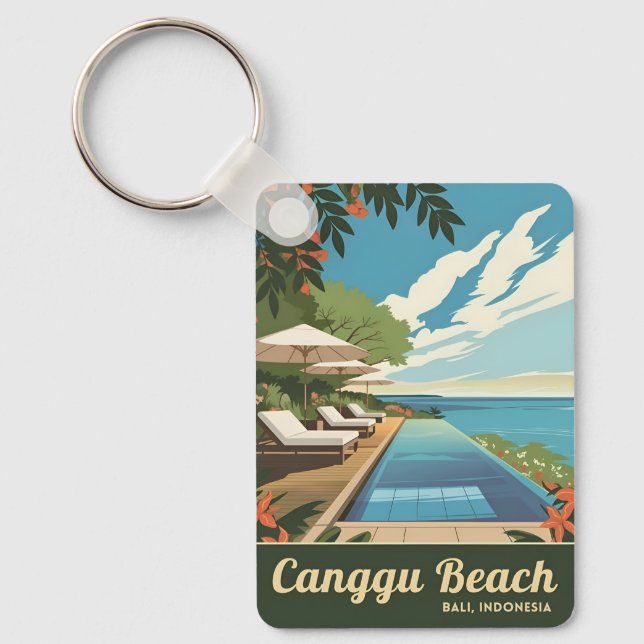 Vintage Travel Canggu Bali Indonesia Retro Landsch Schlüsselanhänger (Vorderseite)