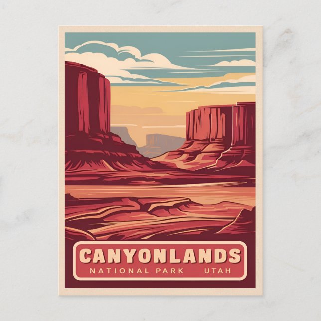 Vintage Travel Canyonlands Nationalpark Landschaft Postkarte (Vorderseite)