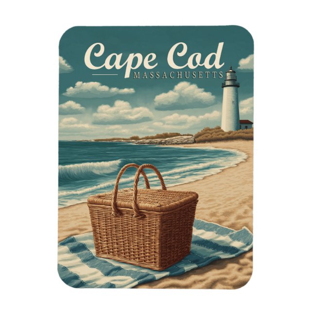 Vintage Travel Cape Cod Massachusetts Beach Retro Magnet (Vertikal)