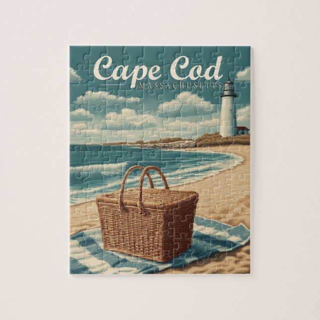 Vintage Travel Cape Cod Massachusetts Beach Retro Puzzle (Vertikal)