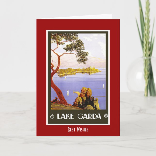 Vintage Travel Card Gardasee Italien Karte (Vorderseite)