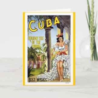 Vintage Travel Card Kuba Karte