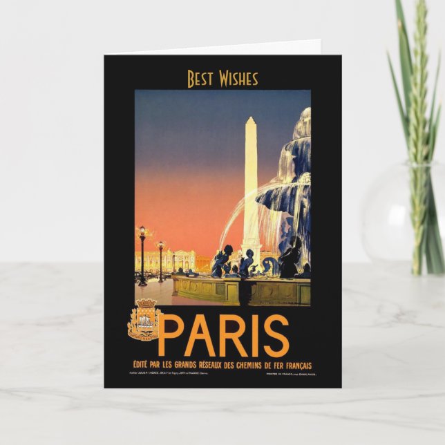 Vintage Travel Card Paris Karte (Vorderseite)