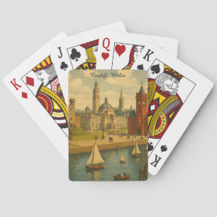 Vintage Travel Cardiff, Wales Sehenswürdigkeiten R Spielkarten