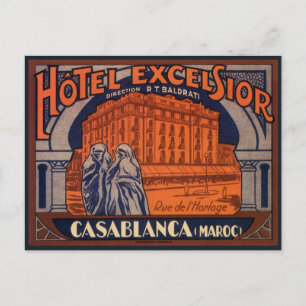 Vintage Travel, Casablanca in Marokko, Afrika Postkarte