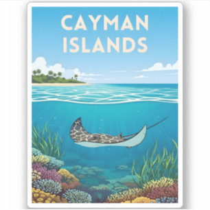 Vintage Travel Cayman Inseln Unterwasser Natur Aufkleber