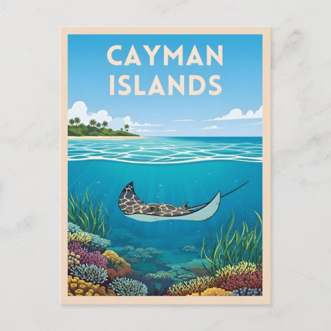 Vintage Travel Cayman Inseln Unterwasser Natur Postkarte (Vorderseite)