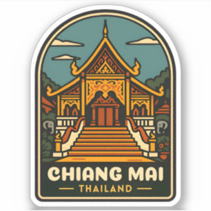 Vintage Travel Chiang Mai Thailand Retro Aufkleber