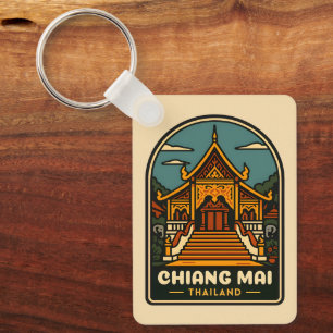 Vintage Travel Chiang Mai Thailand Retro Schlüsselanhänger